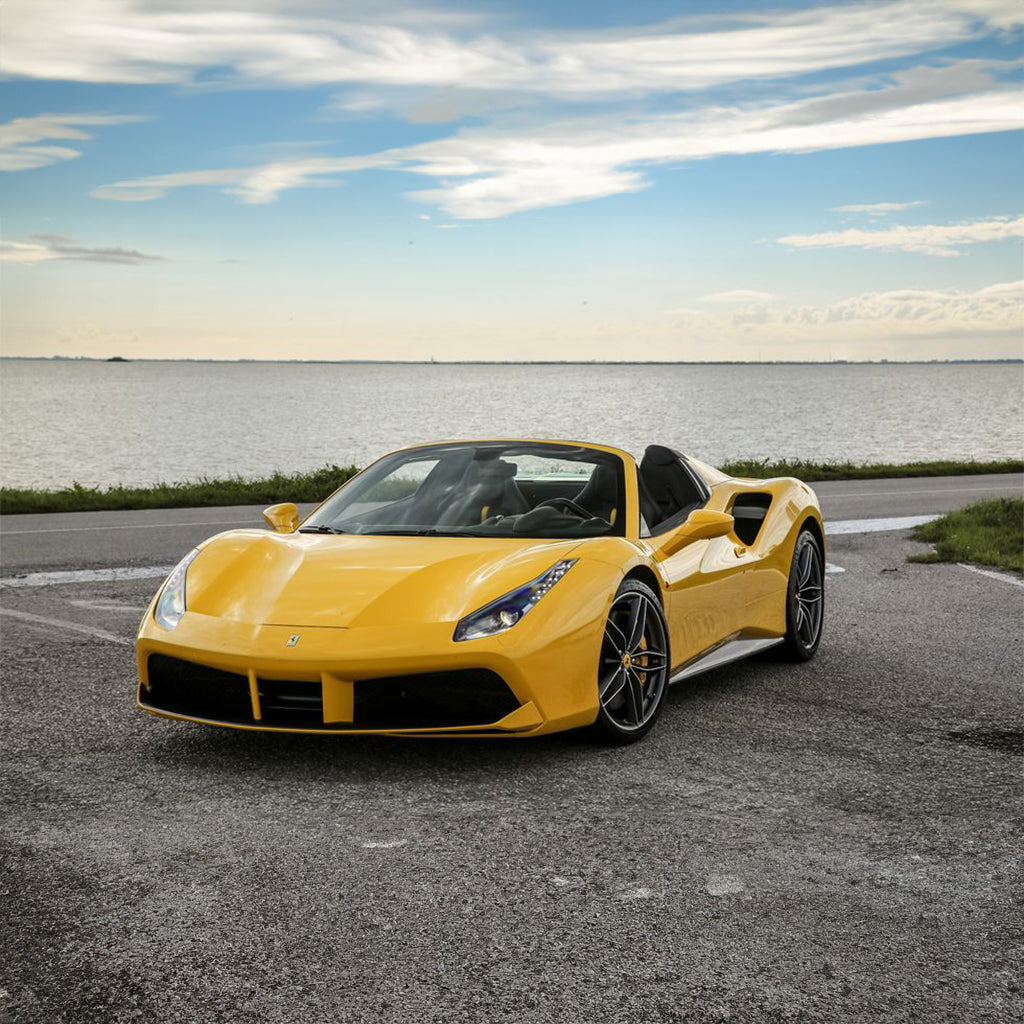 Ferrari 488 Spider available at Skye Car Rental - Best car rental services for open-top luxury