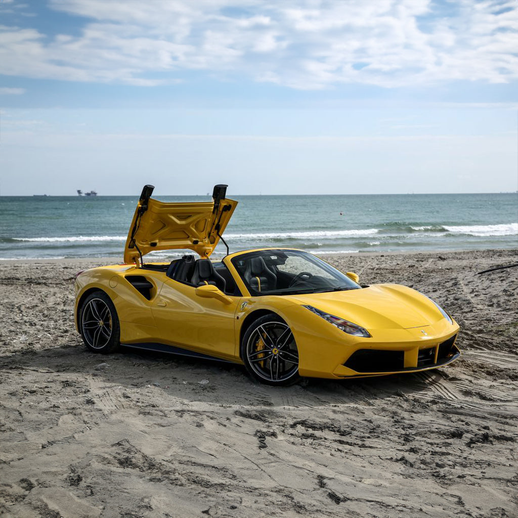 Ferrari 488 Spider Rental Dubai Top Open