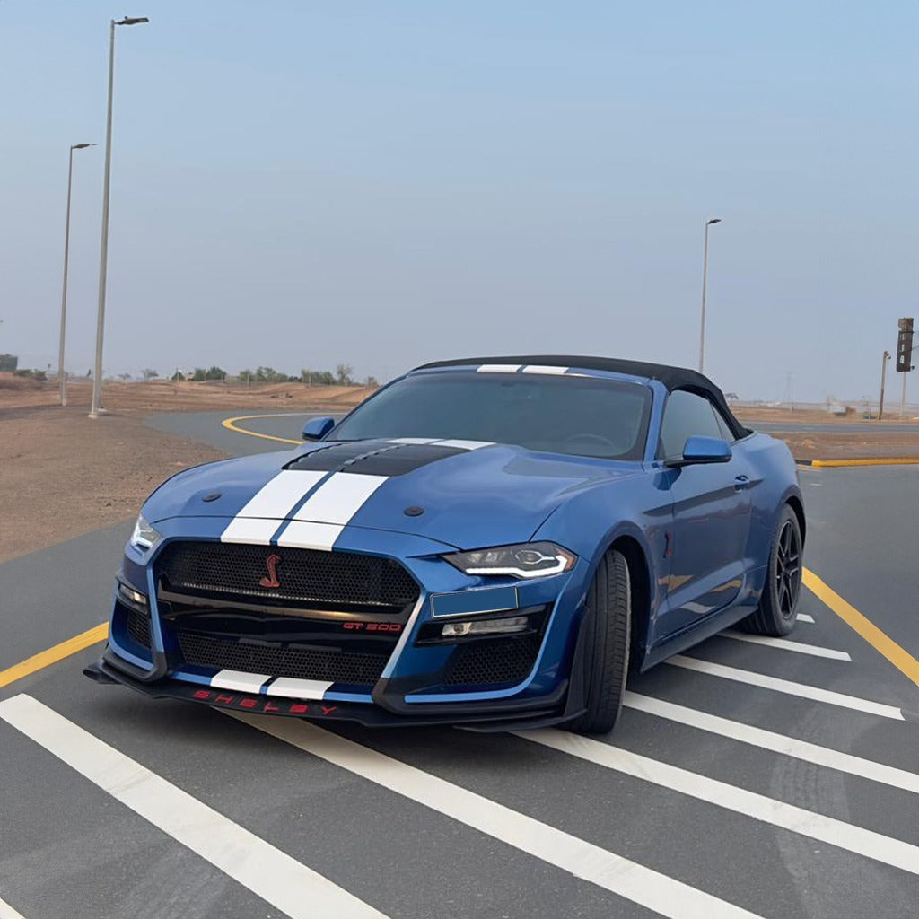 Blue Ford Mustang Convertible Front Side View