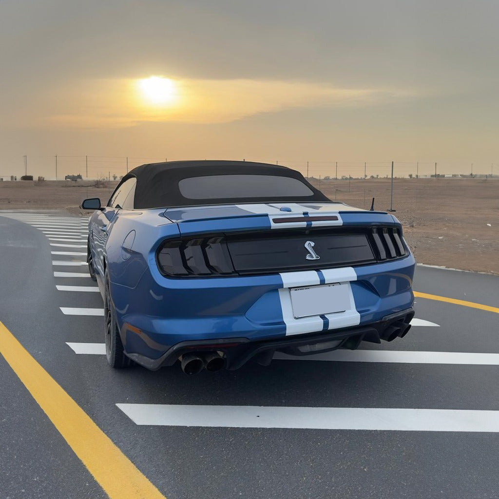 Blue Ford Mustang Convertible Back Side View