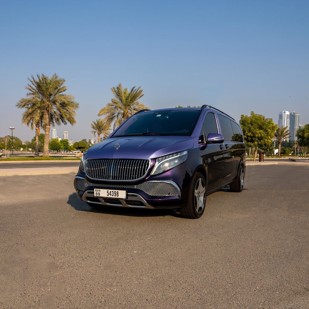 Mercedes Maybach Lavender front view in Dubai for self-drive rental