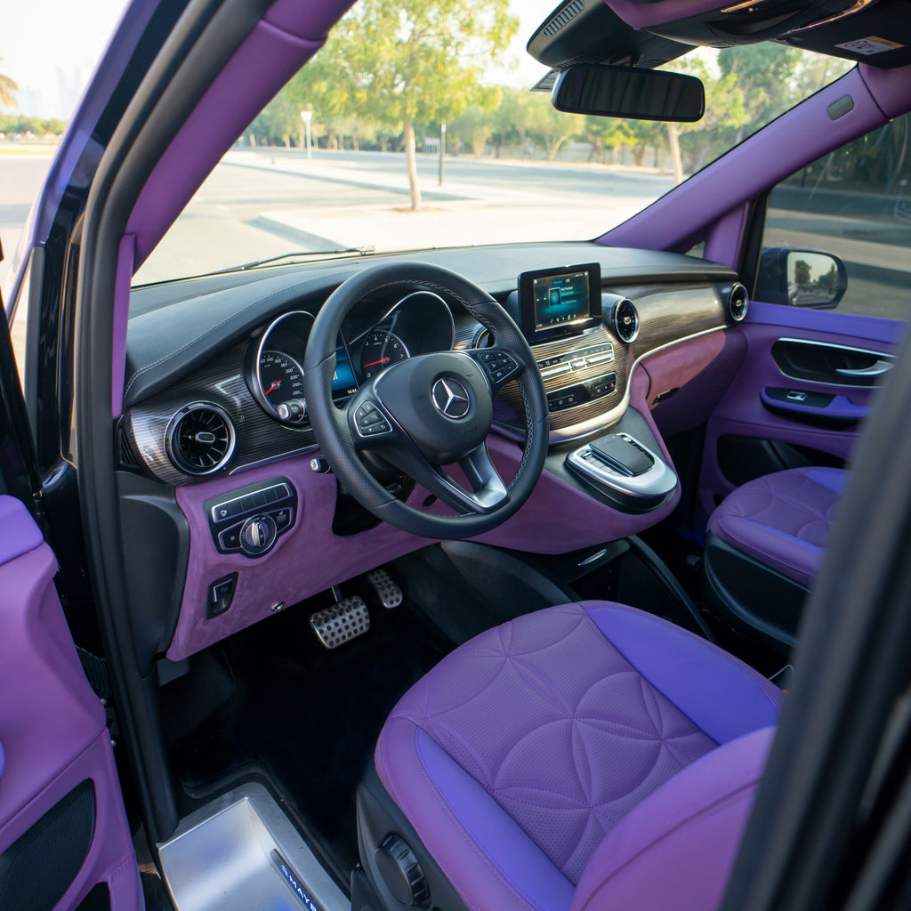 Mercedes Maybach Lavender luxurious front seats for self-drive rental