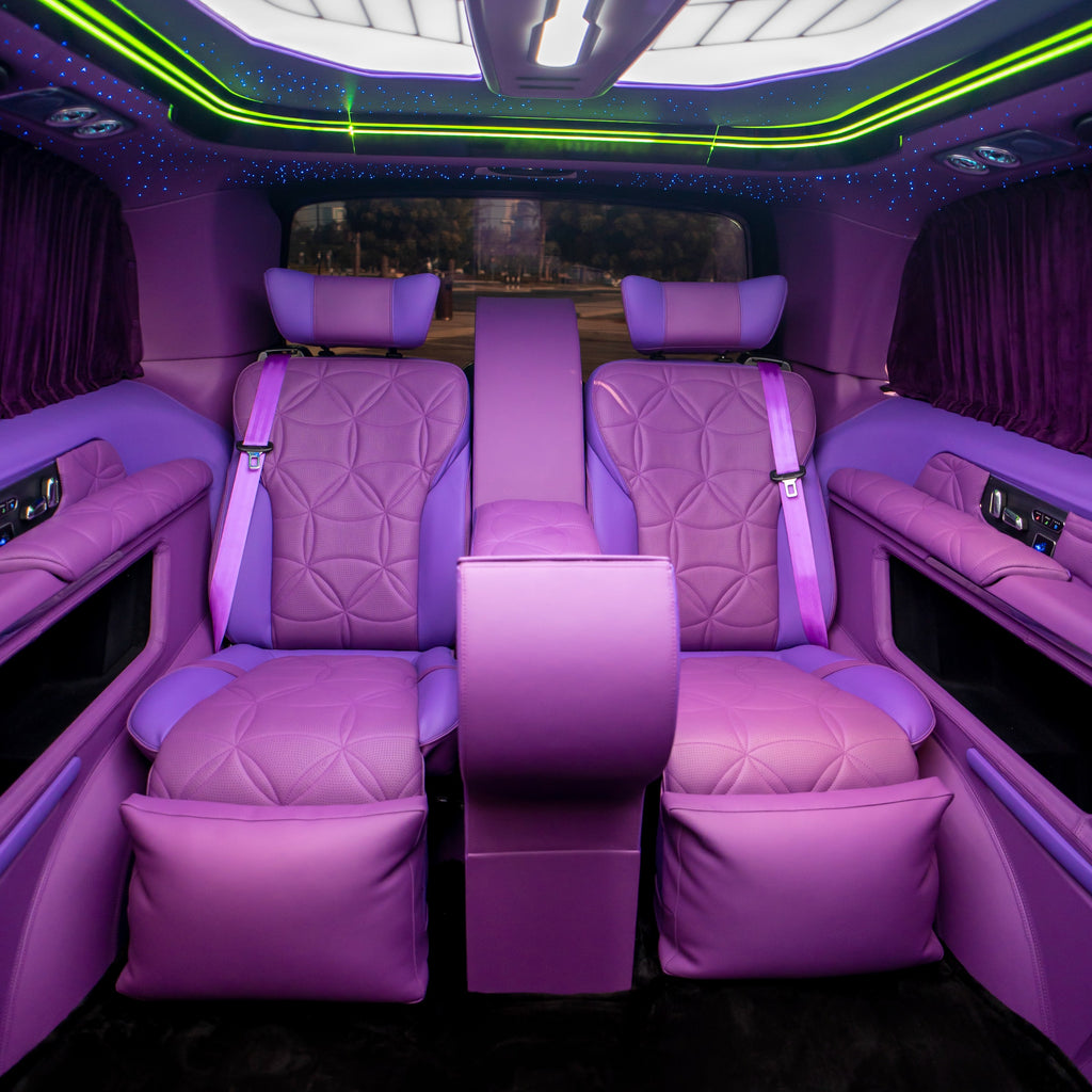 Mercedes Maybach Lavender rear seats interior showing comfort and luxury in Dubai