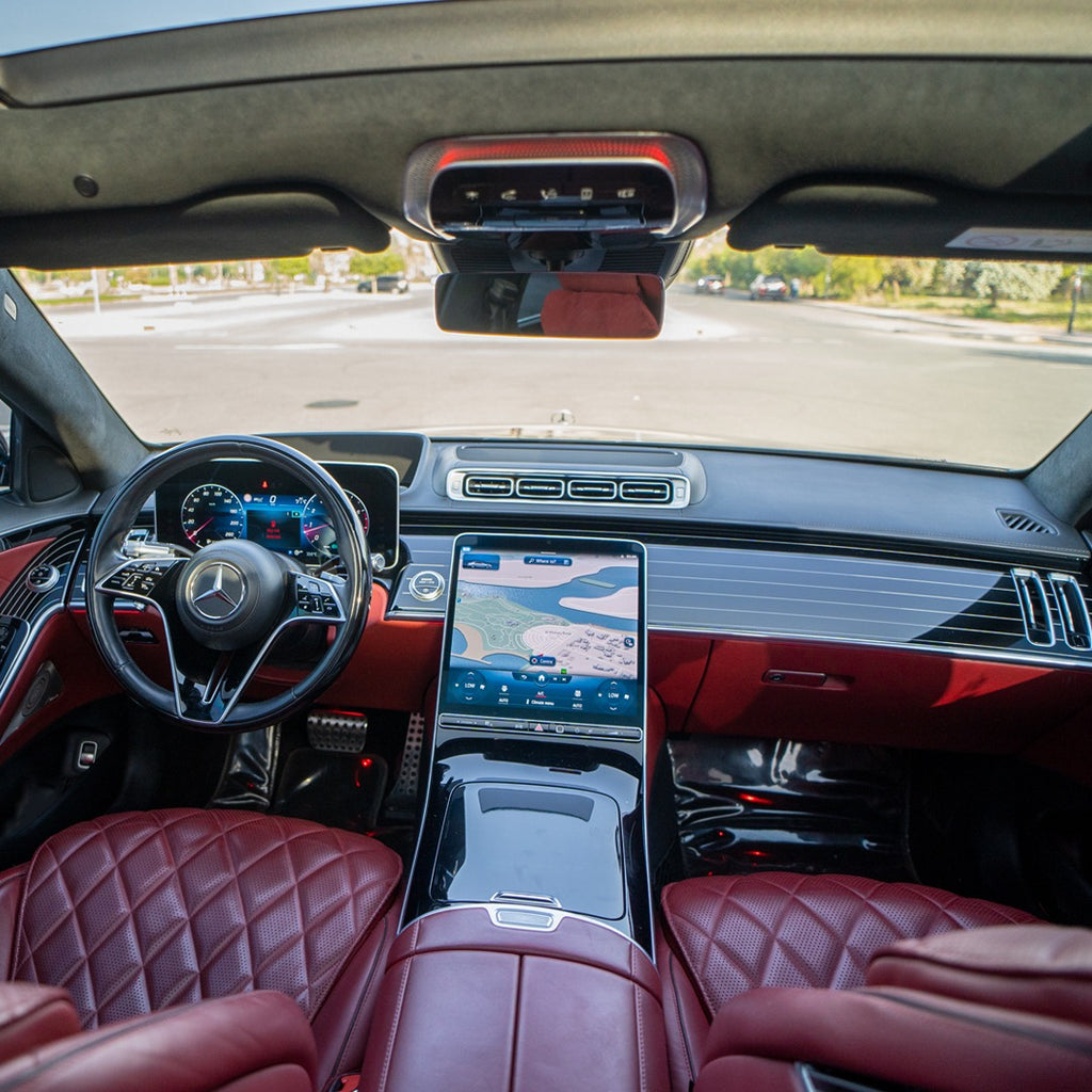 mercedes s580 rental dubai dashboard view