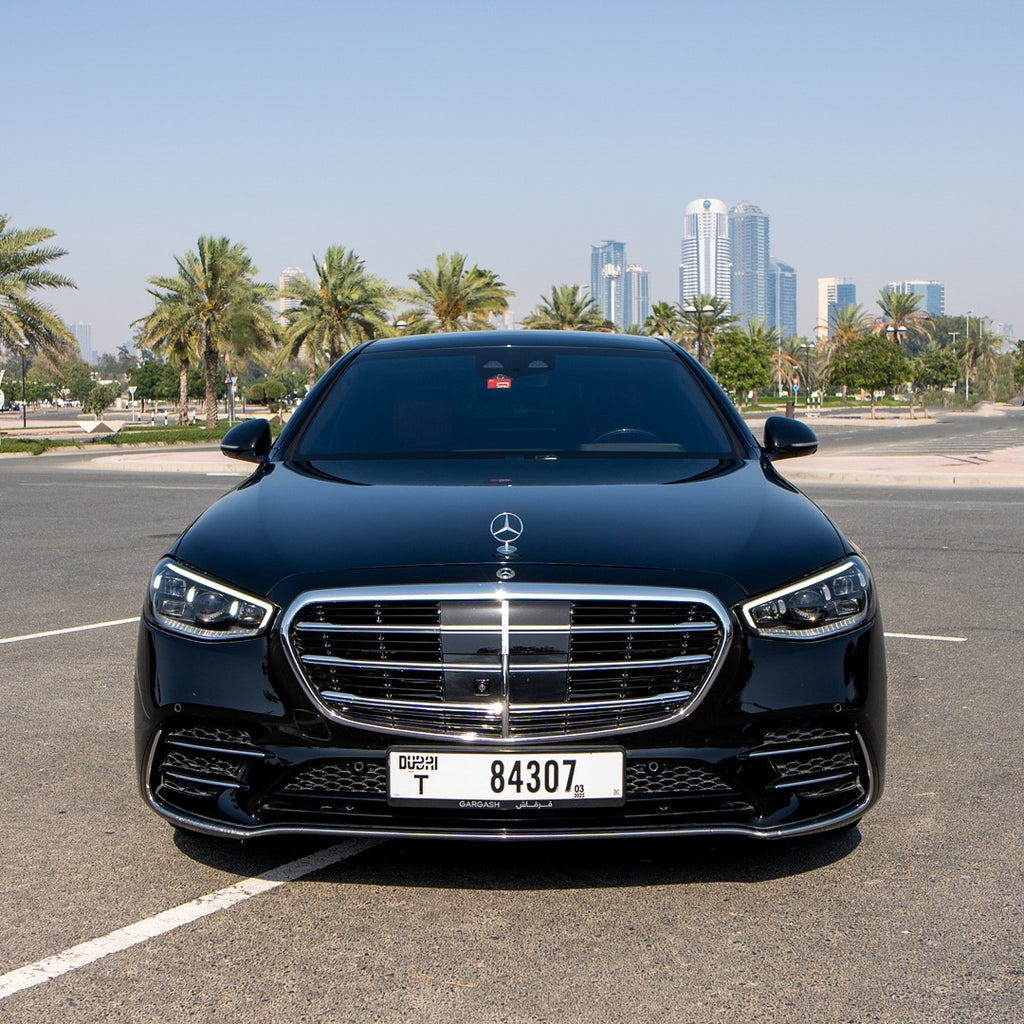 mercedes s580 rental dubai front side view